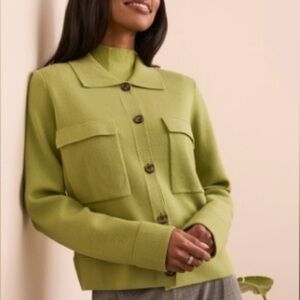 Tribal Double Knit Collared Sweater
Cardigan-Wasabi Size XS